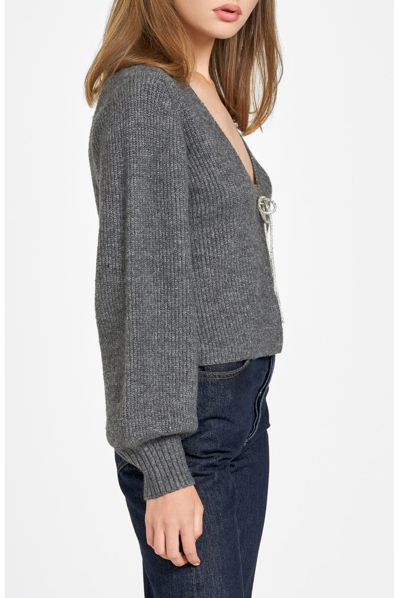 Lila Crystal Tie Cardigan, Alternate, color, DK HEATHER