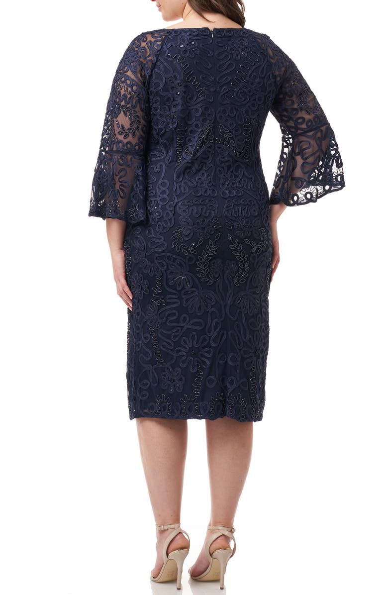 JS Collections Bell Sleeve Mesh Shift Dress, Alternate, color,