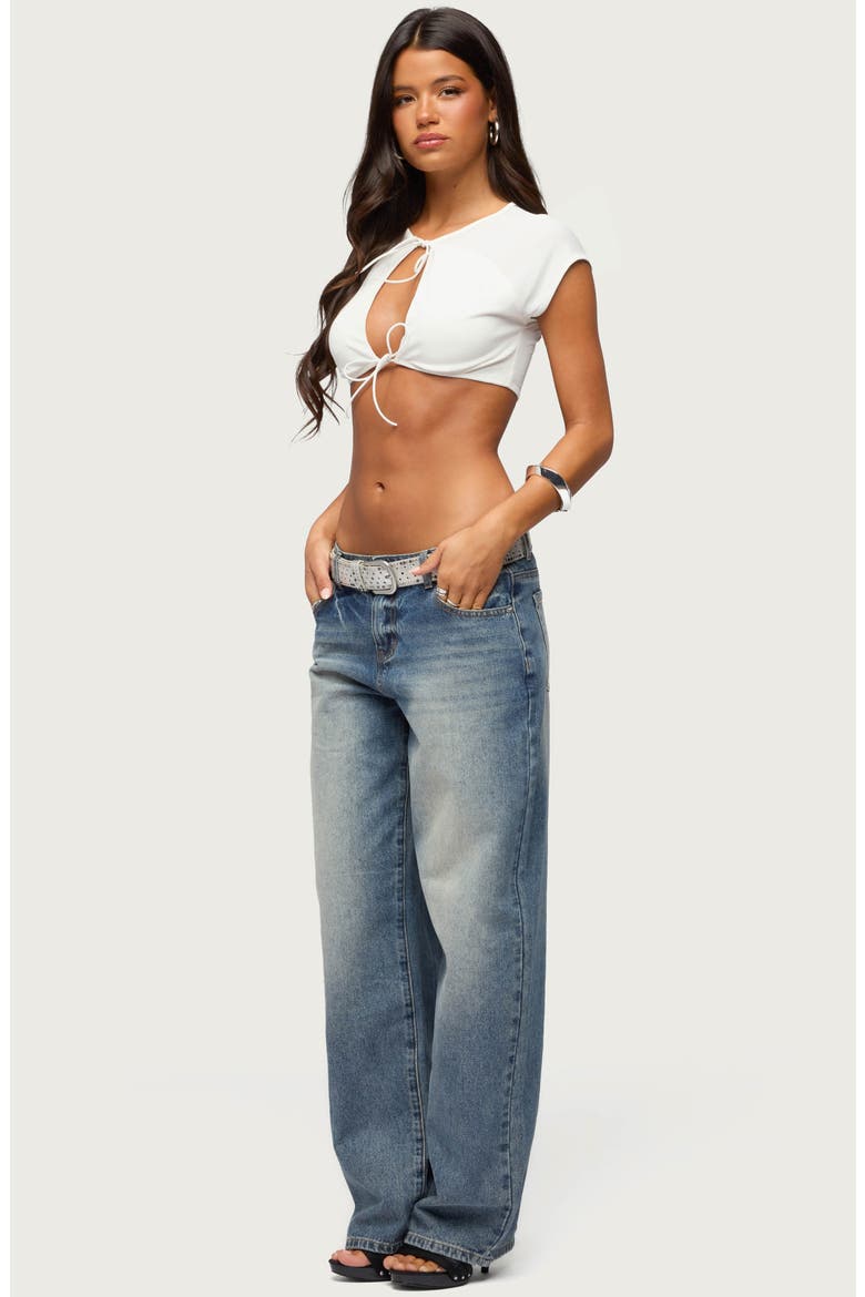 Daniella Cutout Crop Top, Alternate, color, CREAM