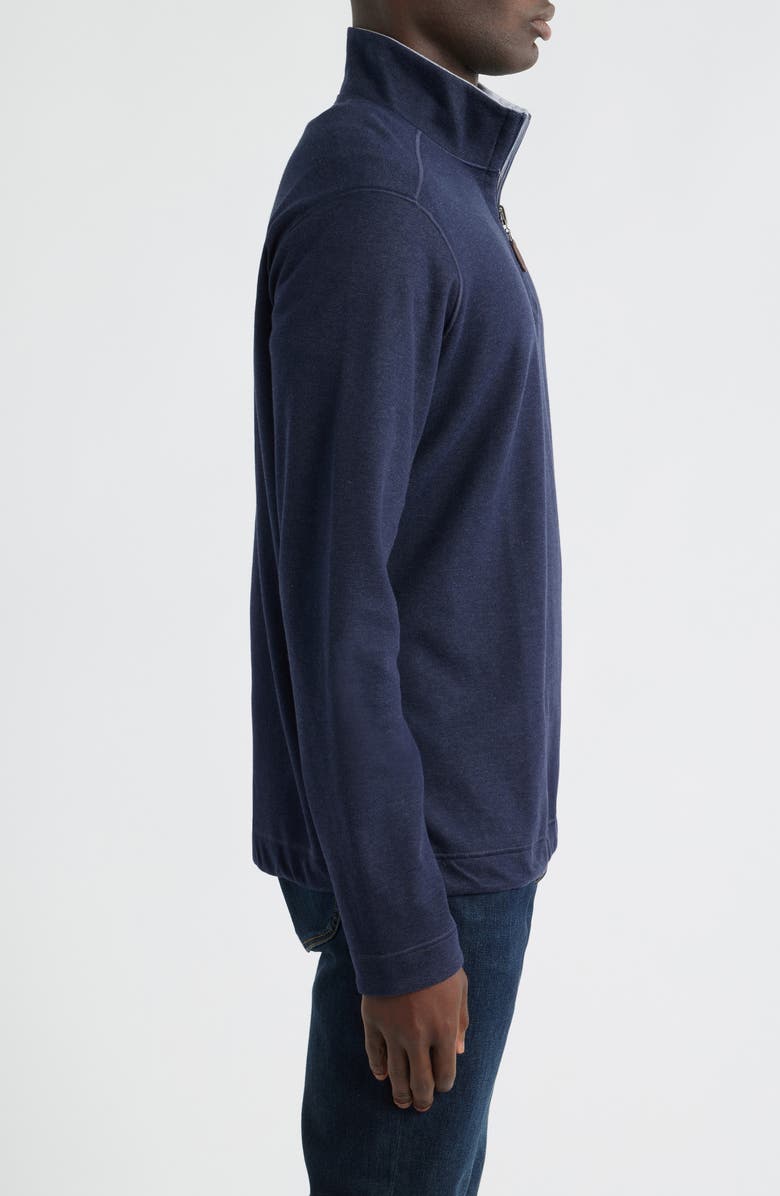 Johnston & Murphy Icon Reversible Cotton Blend Quarter Zip Pullover, Alternate, color, Navy/ Storm