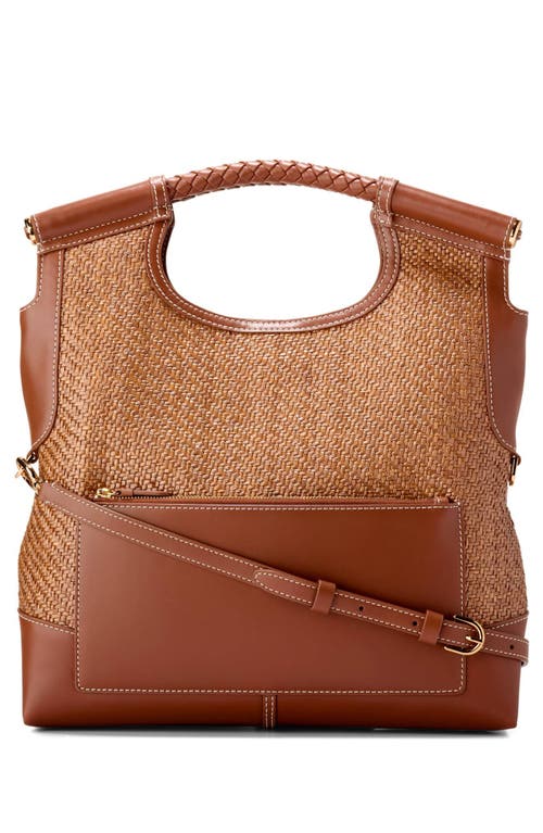 Cole Haan Carolyn Raffia Foldover Tote In Natural Tan
