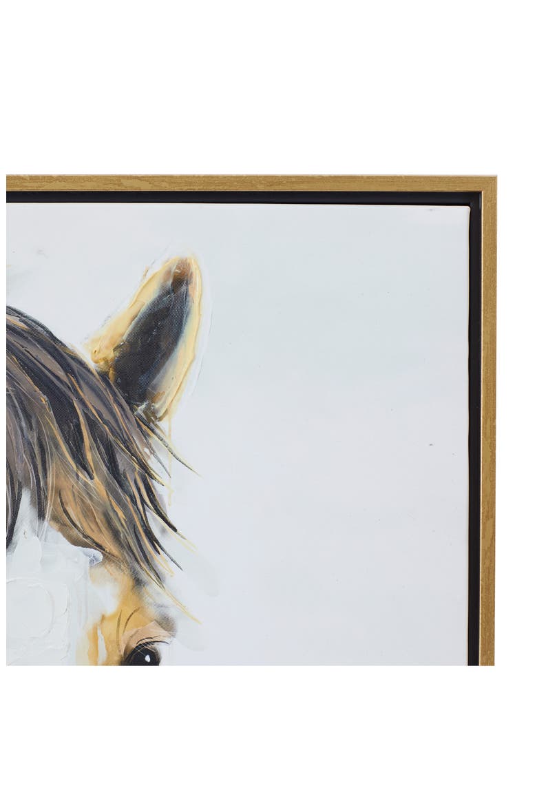 Brown Canvas Modern Farmhouse Horse Framed Wall Art with Goldtone Frame, Alternate, color, BROWN