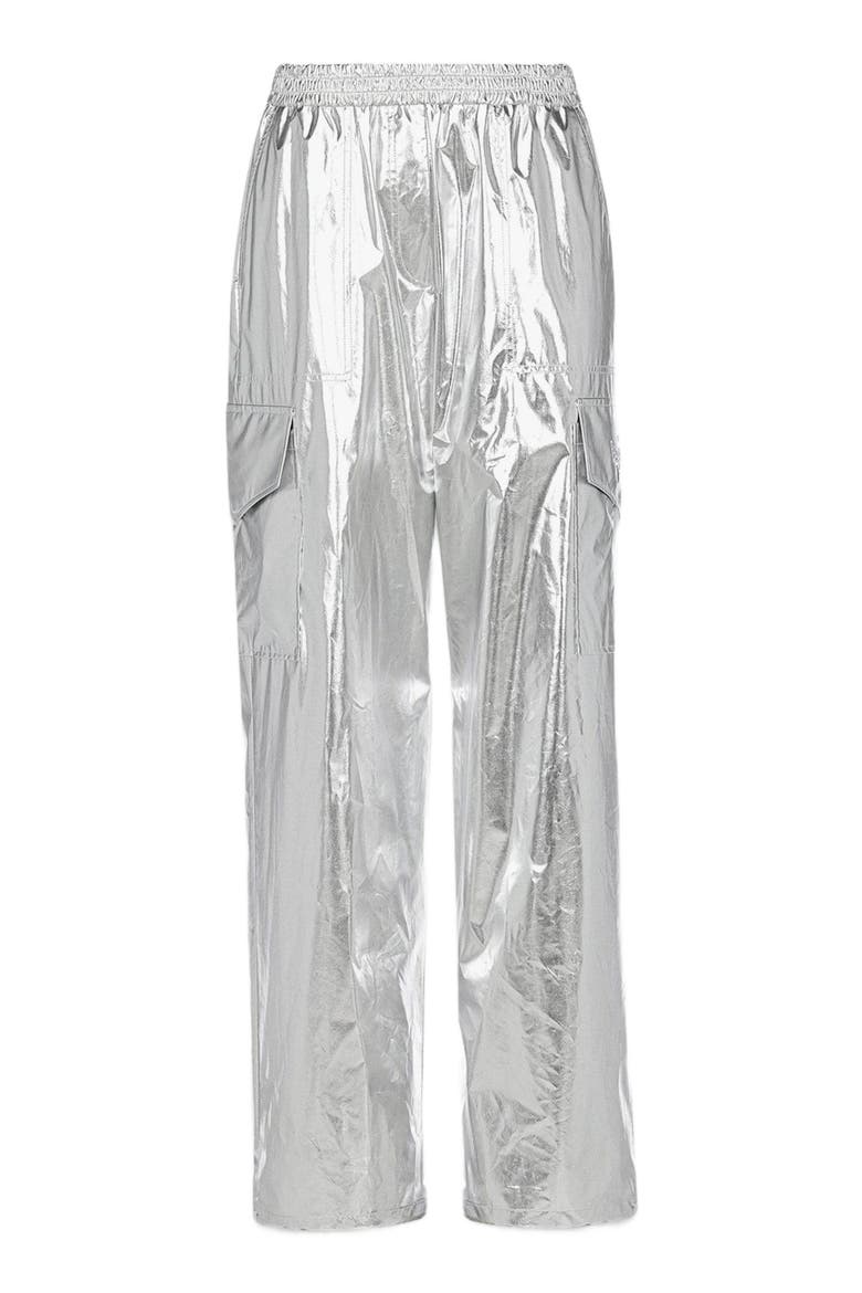 Cargo Pants in Metallic Polyester, Main, color, SILVER