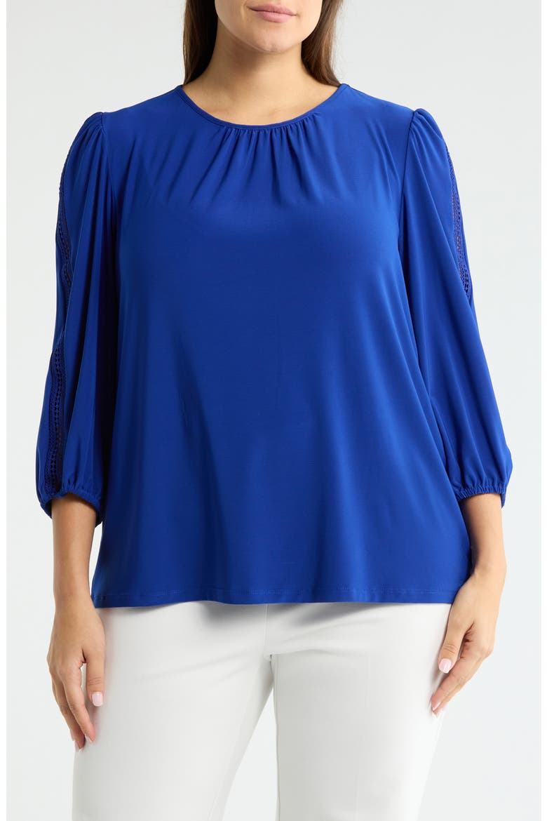 Lace Inset Sleeve Top, Main, color, ROYAL SIGNATURE