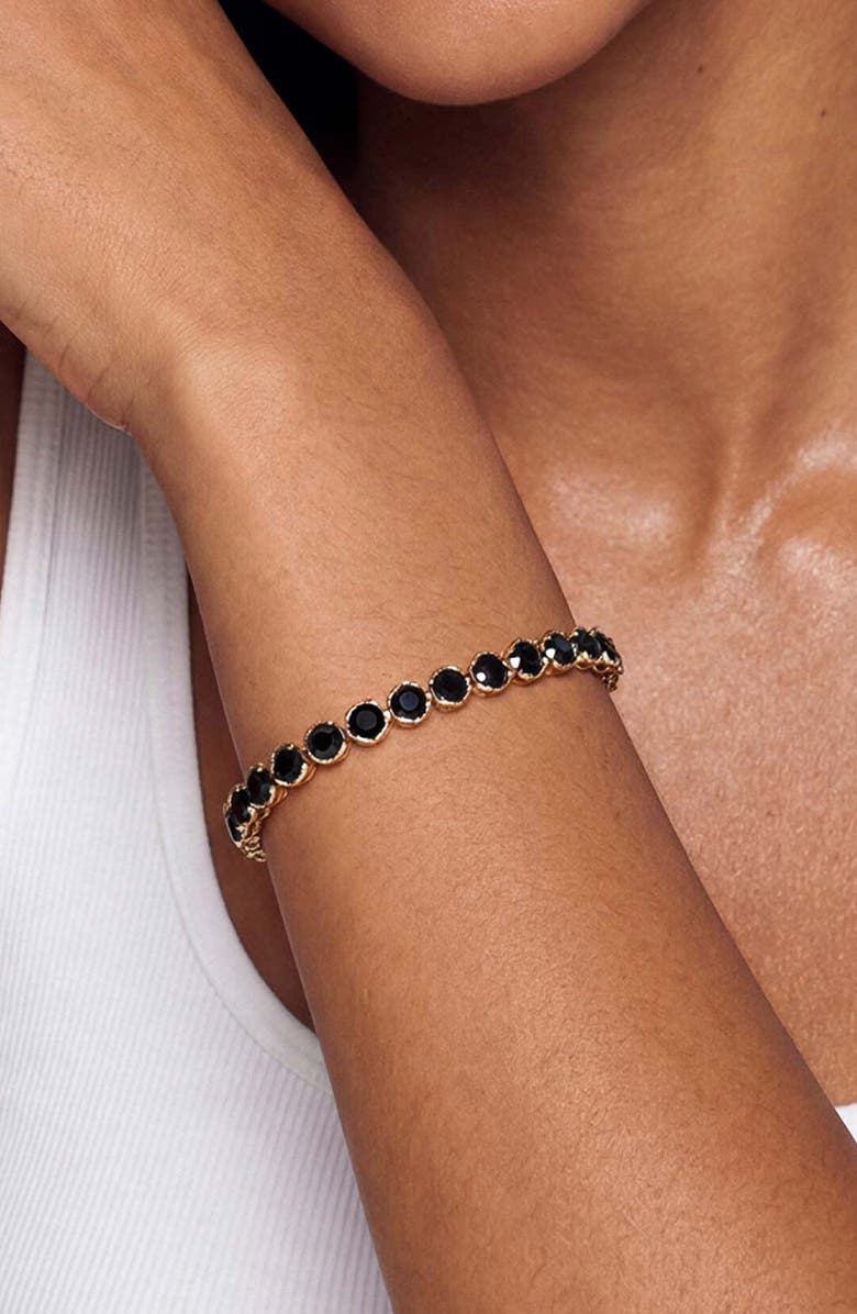 Ettika Cubic Zirconia Tennis Necklace, Alternate, color, Black