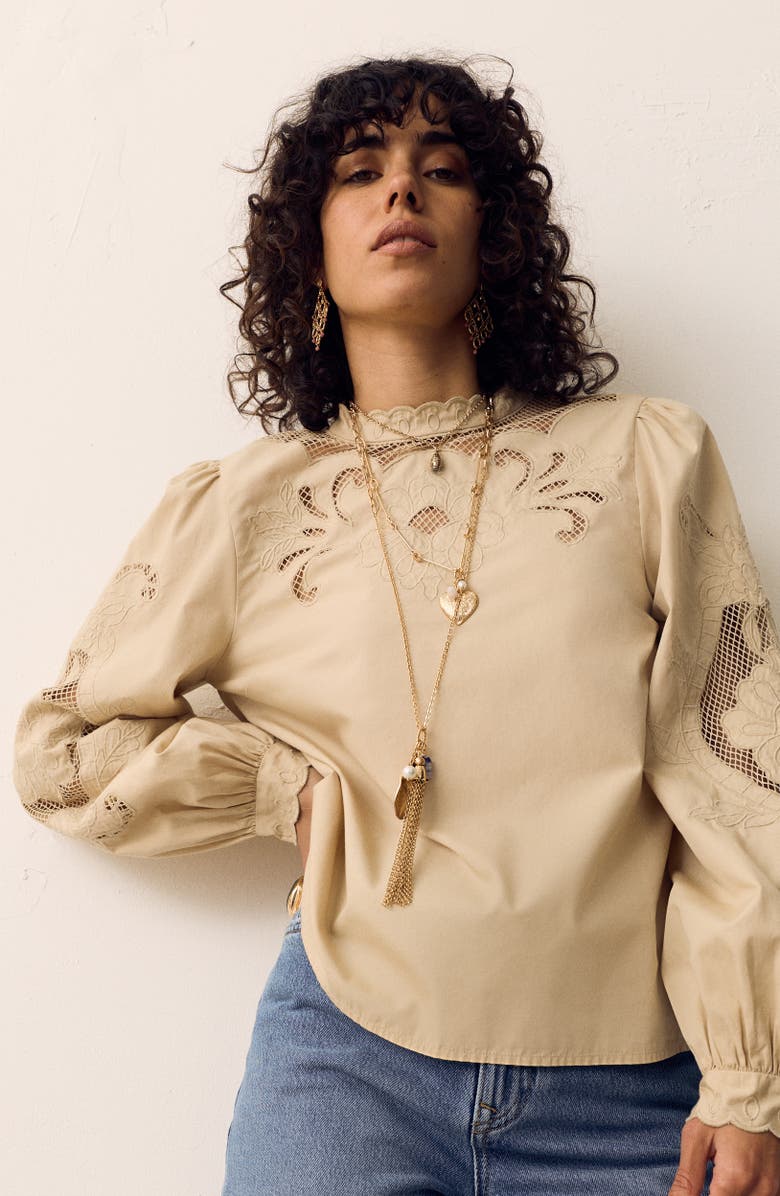 PER UNA BY M&S Cutwork Blouse, Alternate, color, Sandstone Brown