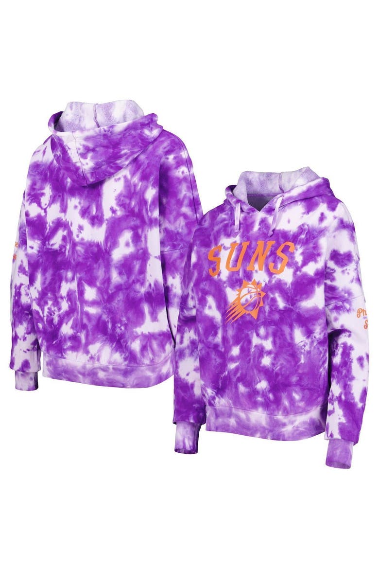 Women's New Era Purple Phoenix Suns Brushed Cotton Tie-Dye Pullover Hoodie, Main, color, Purple
