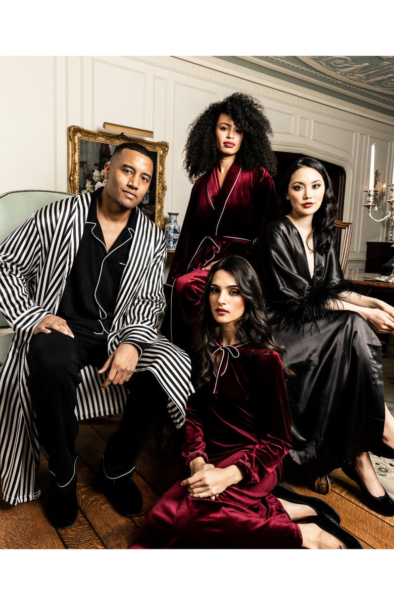 Petite Plume Luxe Pima Cotton Pajamas, Alternate, color, Black