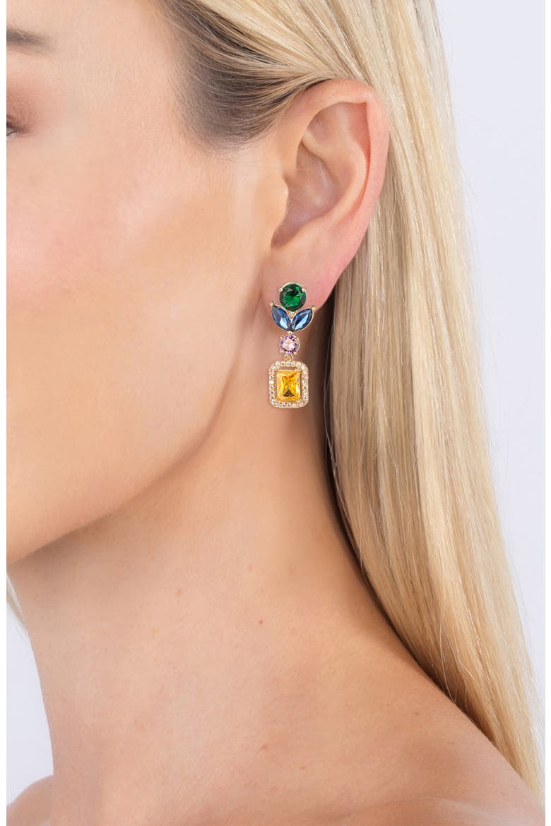 Madison Cubic Zirconia Statement Drop Earrings, Alternate, color, GOLD