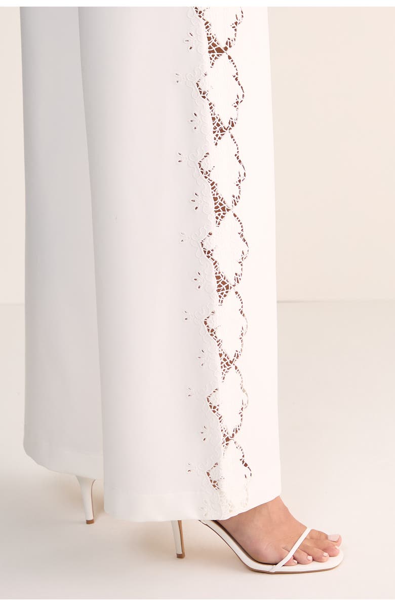 NASTY GAL Cutwork Side Tailored Wide Leg Pants, Alternate, color, White