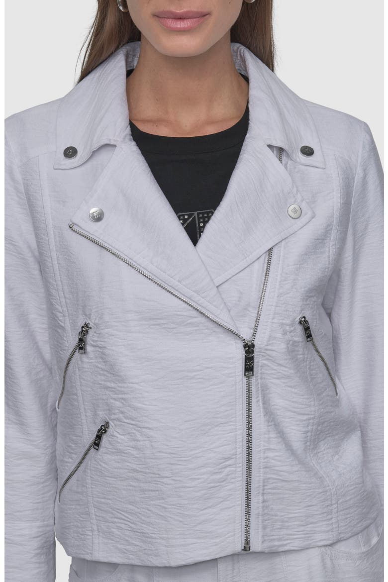 Crinkle Moto Jacket, Alternate, color, WHITE