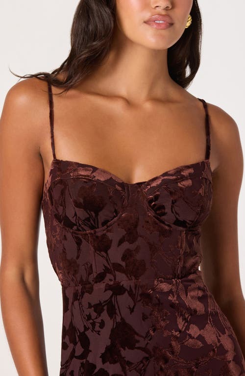 Astr The Label Underwire Burnout Velvet Cocktail Dress In Brown