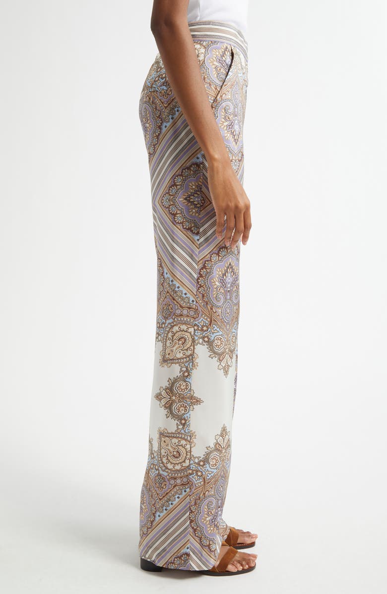 Veronica Beard Grigore Paisley Print Wide Leg Silk Pants, Alternate, color, 
