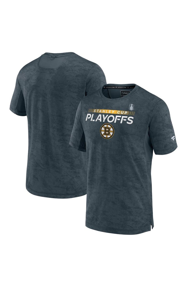 FANATICS Men's Fanatics Branded Charcoal Boston Bruins Authentic Pro 2022 Stanley Cup Playoffs T-Shirt, Main, color,