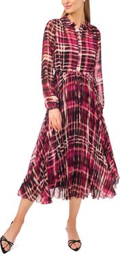 Halogen® Pleated Drop Waist Midi Dress
