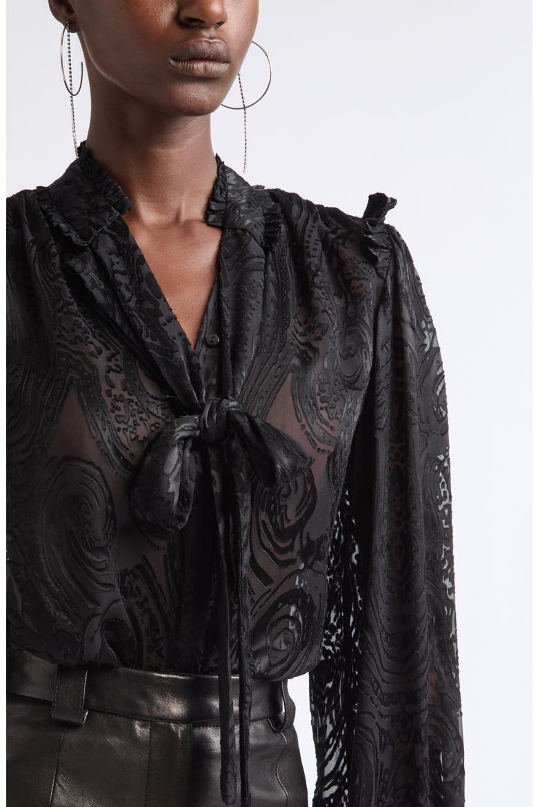 Mara Paisley Burnout Silk Blend Top, Alternate, color, BLACK PAISLEY