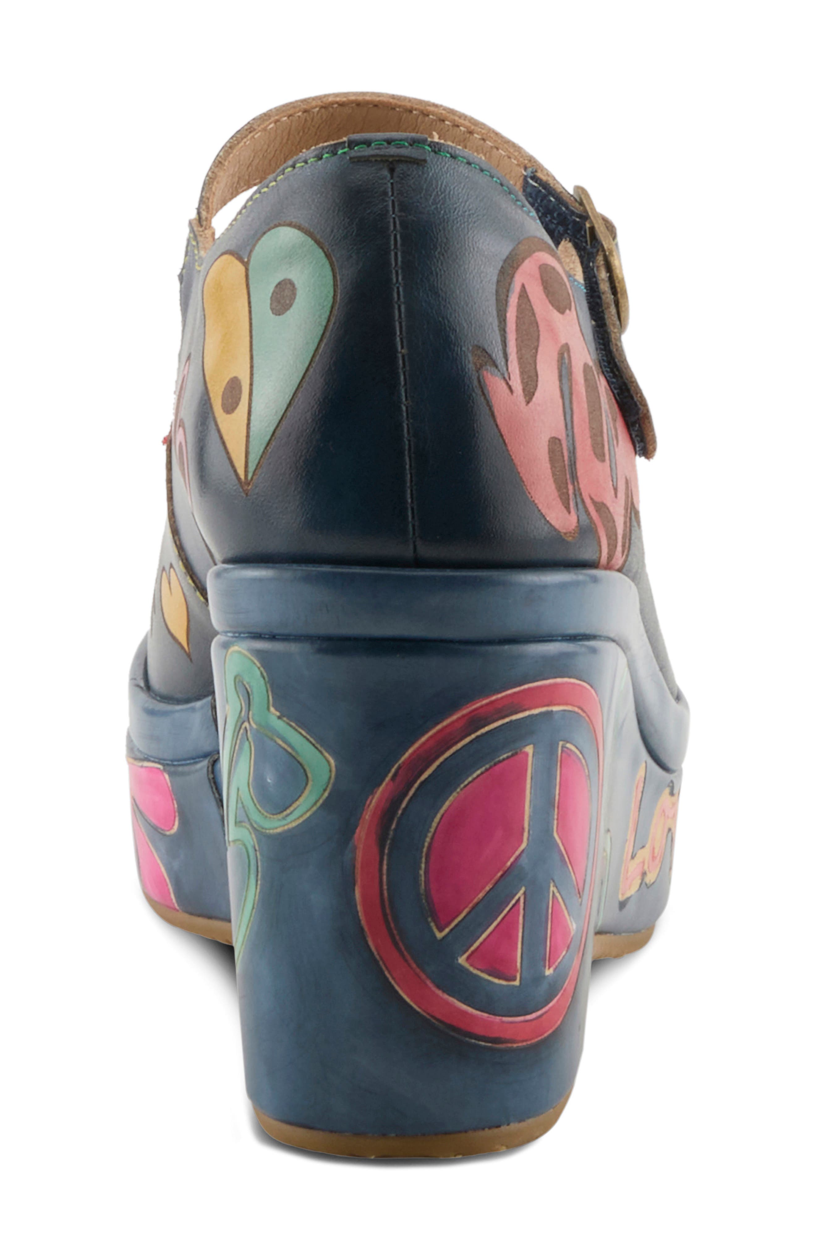 Peacenluv Mary Jane Wedge Pump, Alternate, color, NAVY MULTI
