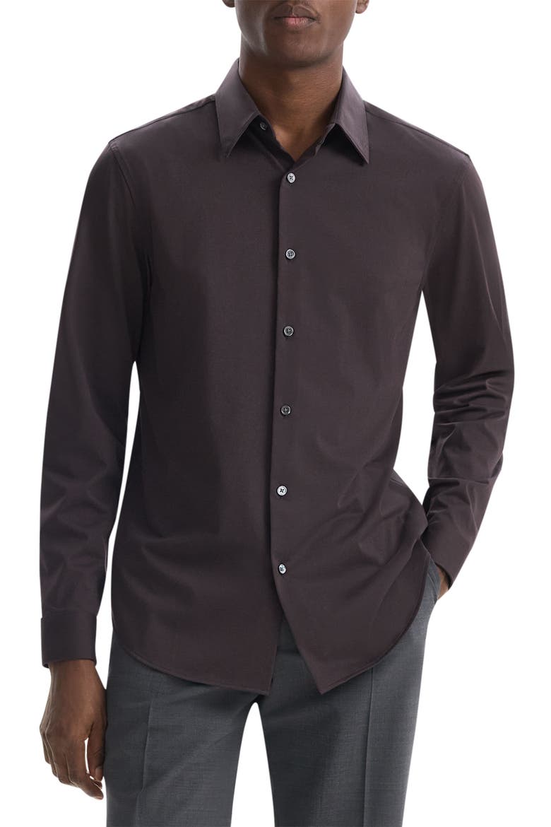 Sylvain ND Structure Knit Button-Up Shirt, Main, color, HICKORY-SPF