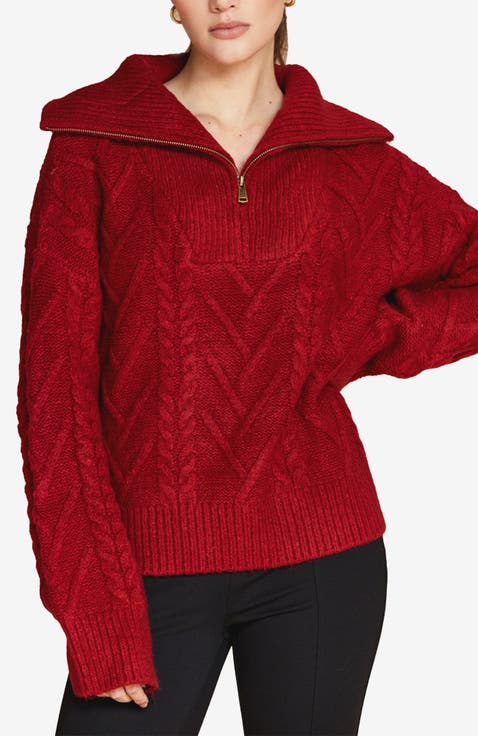 Front Zip Chunky Cable Knit Sweater