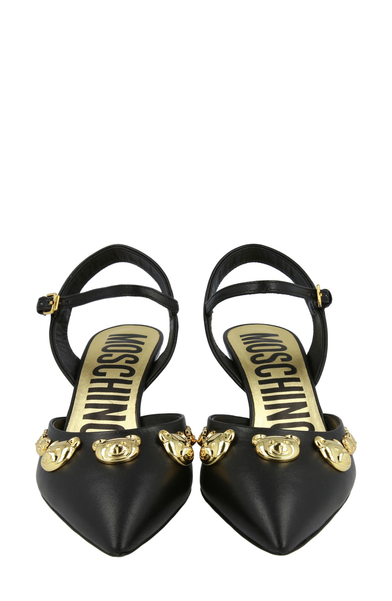 Moschino Teddy Bear Stud Kitten Heel Pump, Alternate, color, Black