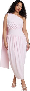 ELOQUII One Shoulder Draped Maxi Dress