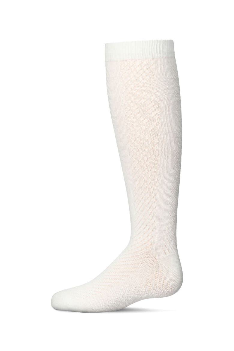 Girls' Pointelle Cotton Blend Knee High Sock, Main, color, Winter White