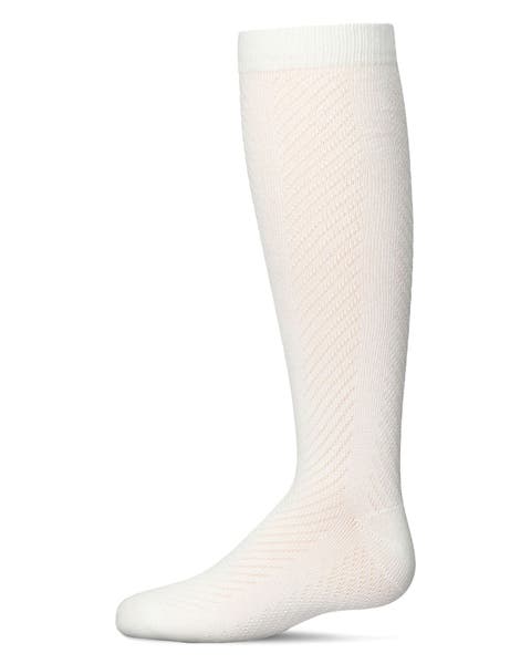 Girls' Pointelle Cotton Blend Knee High Sock