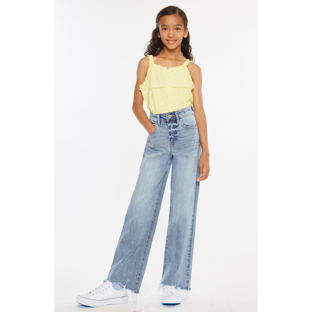 Kancan Glen High Rise Wide Leg Flare Jeans In Multi
