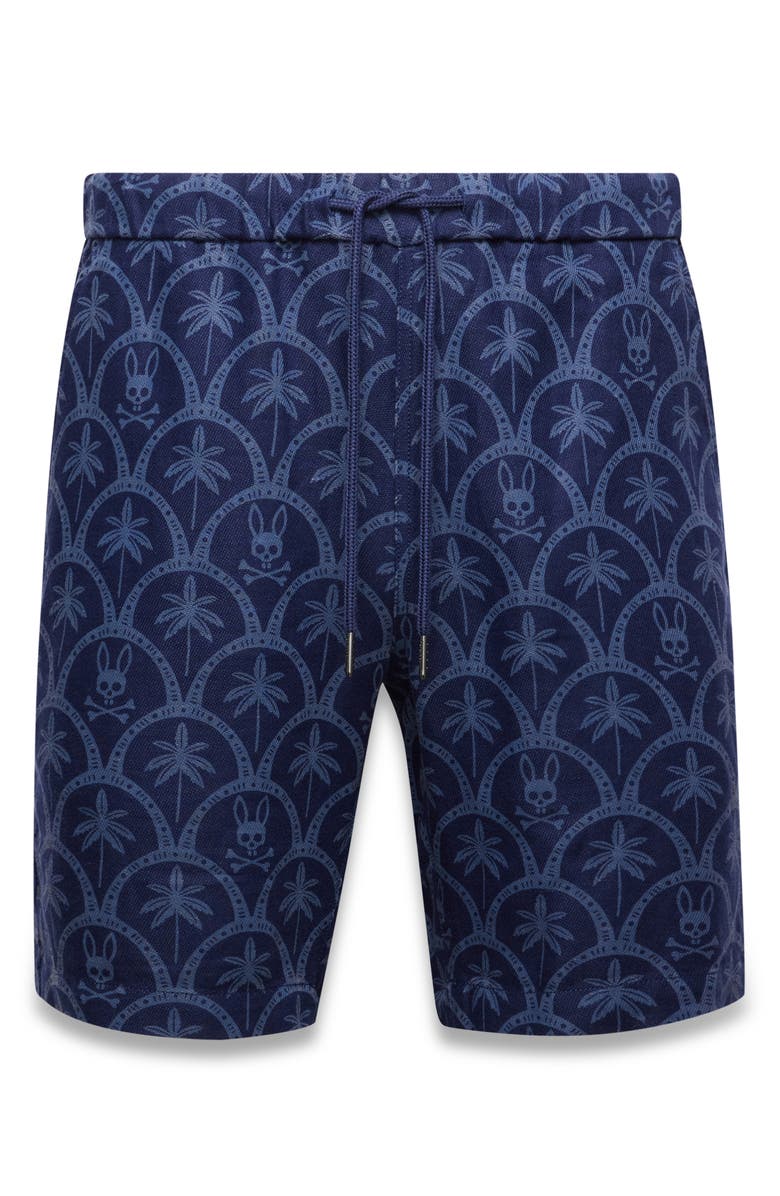 Psycho Bunny Brad Print Linen & Cotton Shorts, Alternate, color,