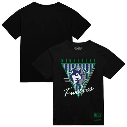 Mitchell & Ness Black Minnesota Timberwolves Worldwide Collection Tri-logo T-shirt