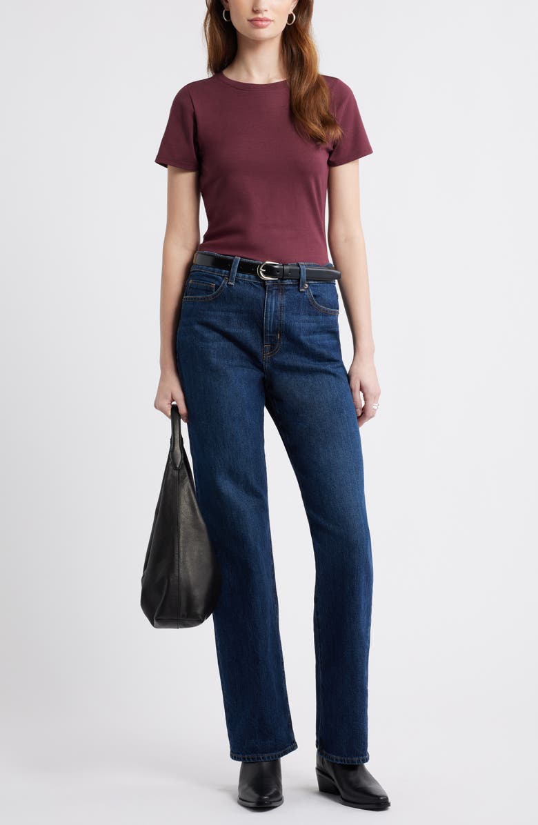 Nordstrom Pima Cotton Blend Crewneck T-Shirt, Alternate, color, Burgundy Royale