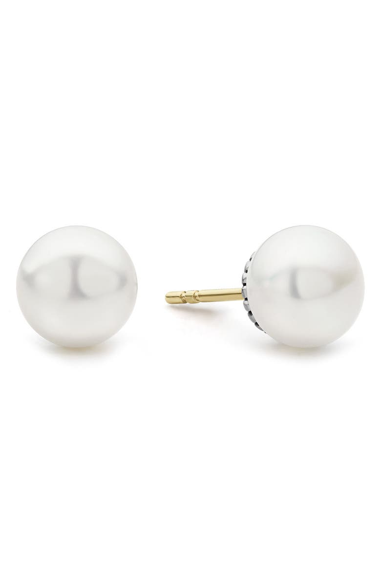 LAGOS Freshwater Pearl Stud Earrings & Pendant Necklace Set, Alternate, color, Silver/ Pearl