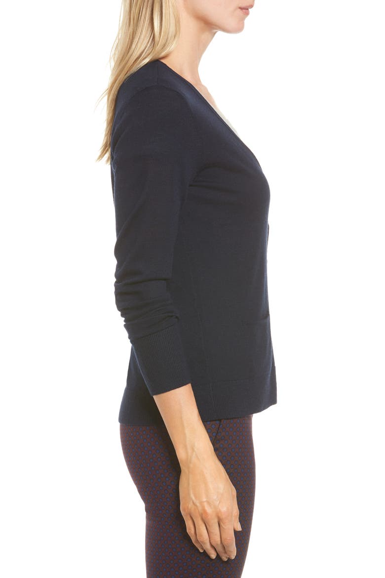 V-Neck Merino Wool Cardigan, Alternate, color, NAVY PEACOAT