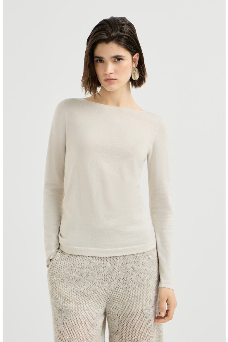 Sparkling cashmere and silk lightweight sweater, Main, color, Milk