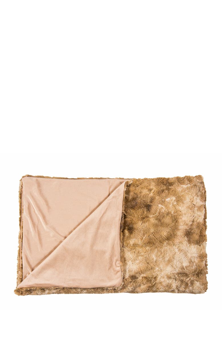 LUXE Naples Taupe Faux Fur Throw Blanket, Alternate, color, 