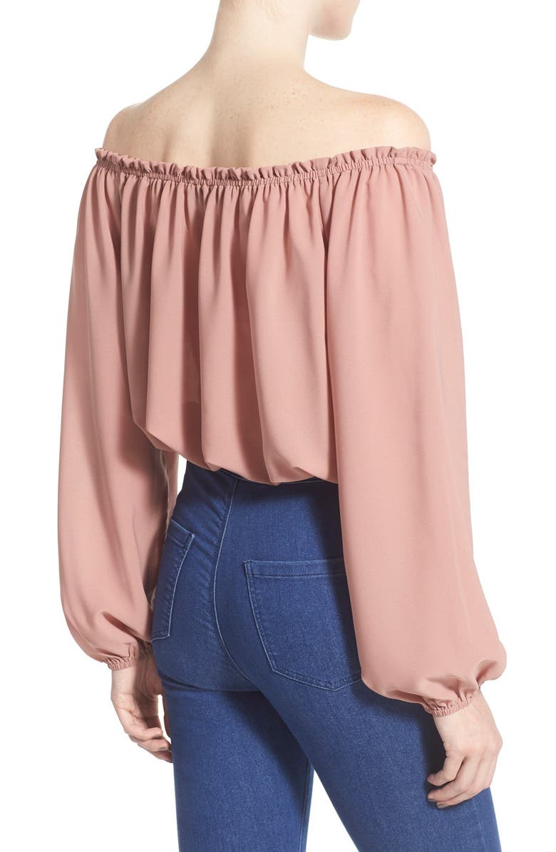 ASTR the Label ASTR Off the Shoulder Long Sleeve Crop Blouse, Alternate, color,