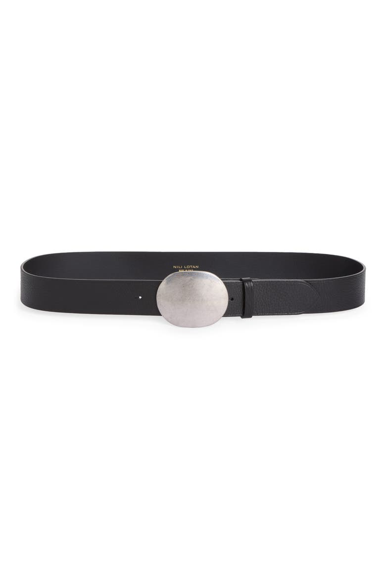 Wayne Leather Belt, Main, color, BLACK WITH  ANTIQUE SILVER