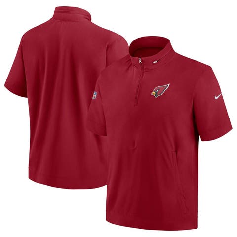 Men's Nike  Cardinal Arizona Cardinals Sideline Coach Short Sleeve Hoodie Quarter-Zip Jacket