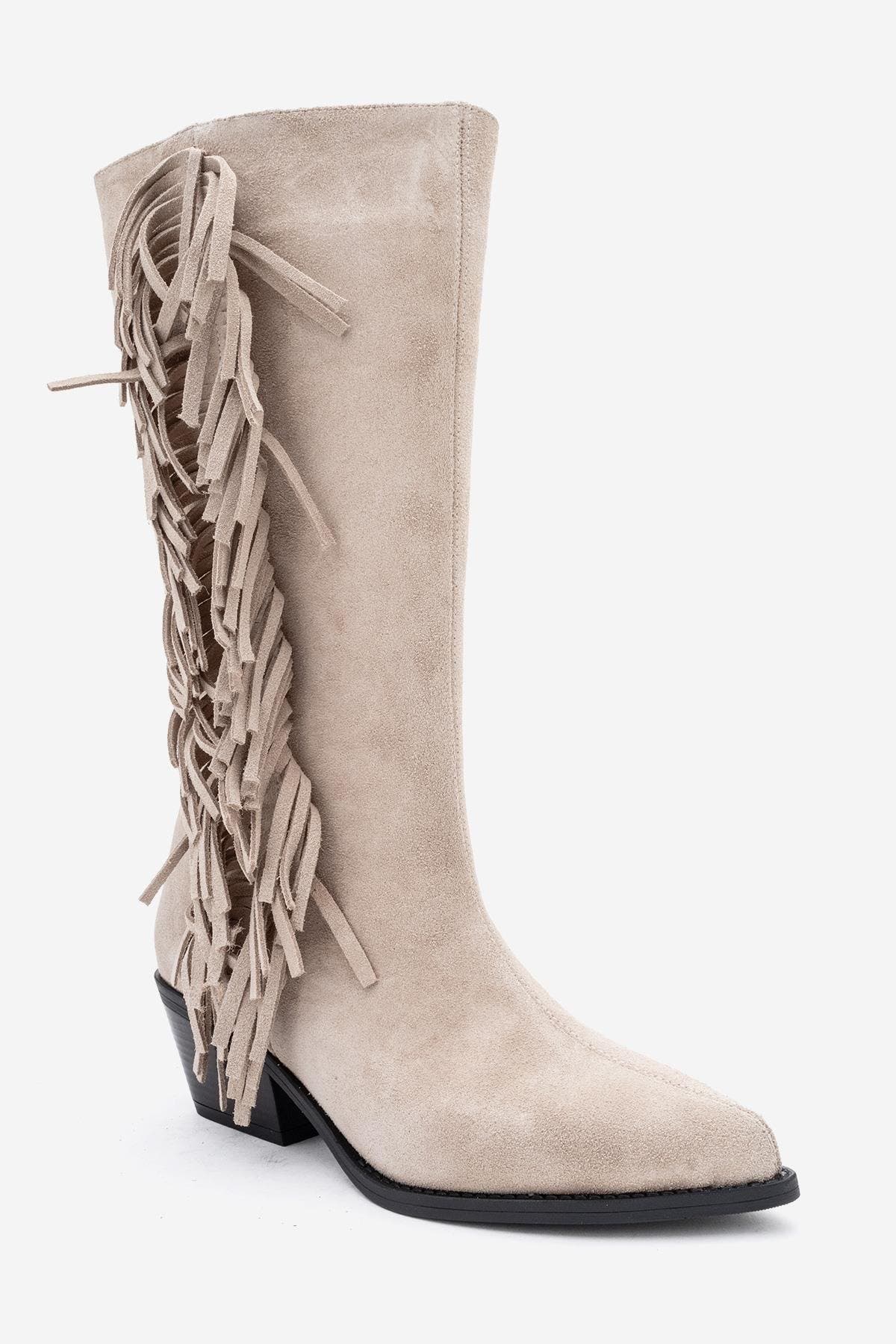 Beige Suede Leather