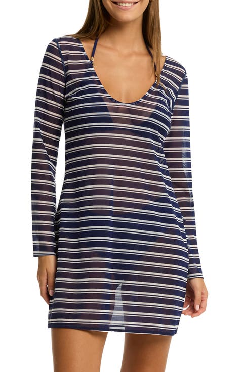 Biarritz Long Sleeve Mesh Cover-Up Dress