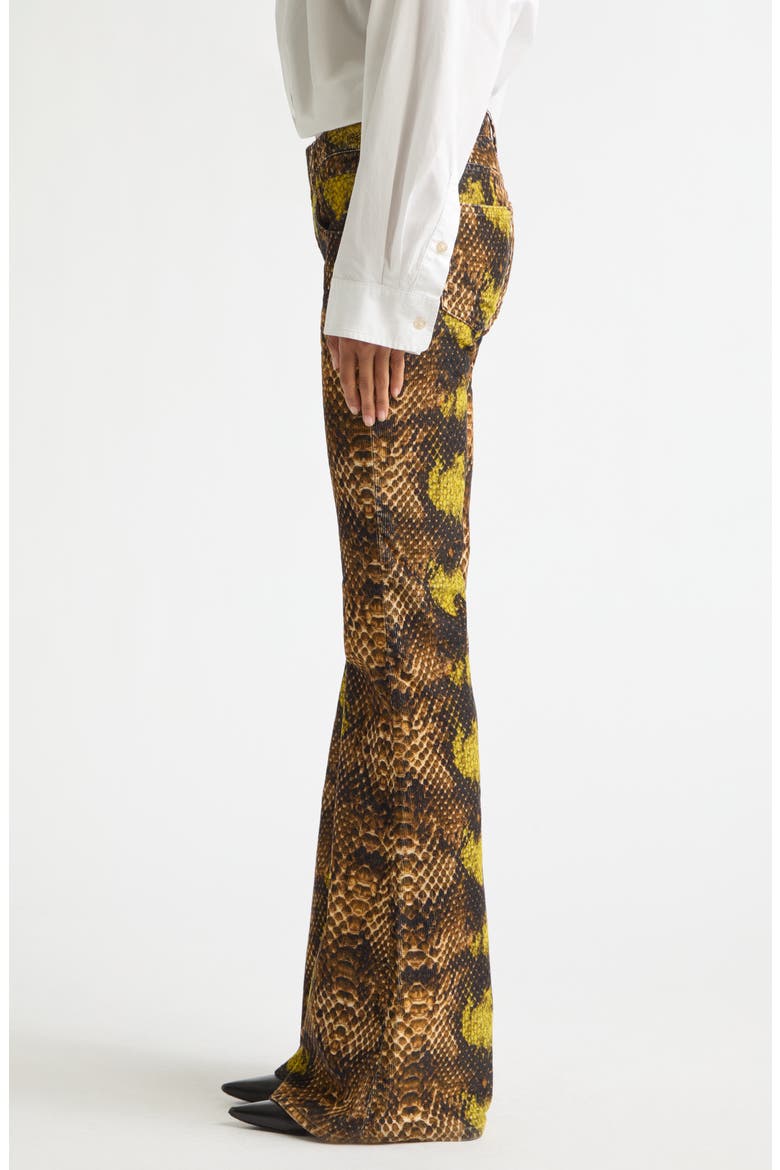 Overflow Boy Flare Leg Jeans, Alternate, color, BROWN GREEN SNAKE STRETCH