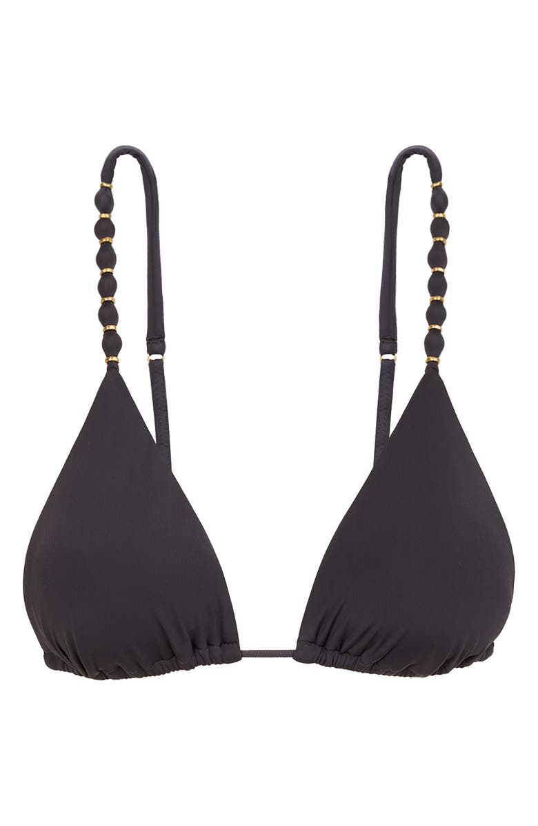 ViX Paula Hermanny Paral Beaded Triangle Bikini Top, Alternate, color, Grey