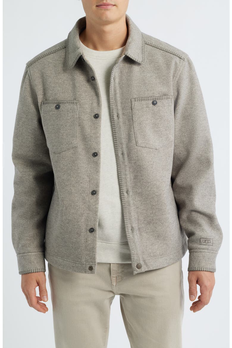 Caelum Felted Jersey Shirt Jacket, Main, color, GREY HEATHER