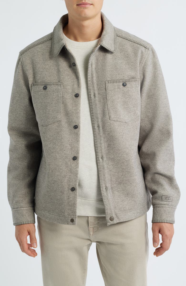 UGG<sup>®</sup> Caelum Felted Jersey Shirt Jacket, Main, color, Grey Heather