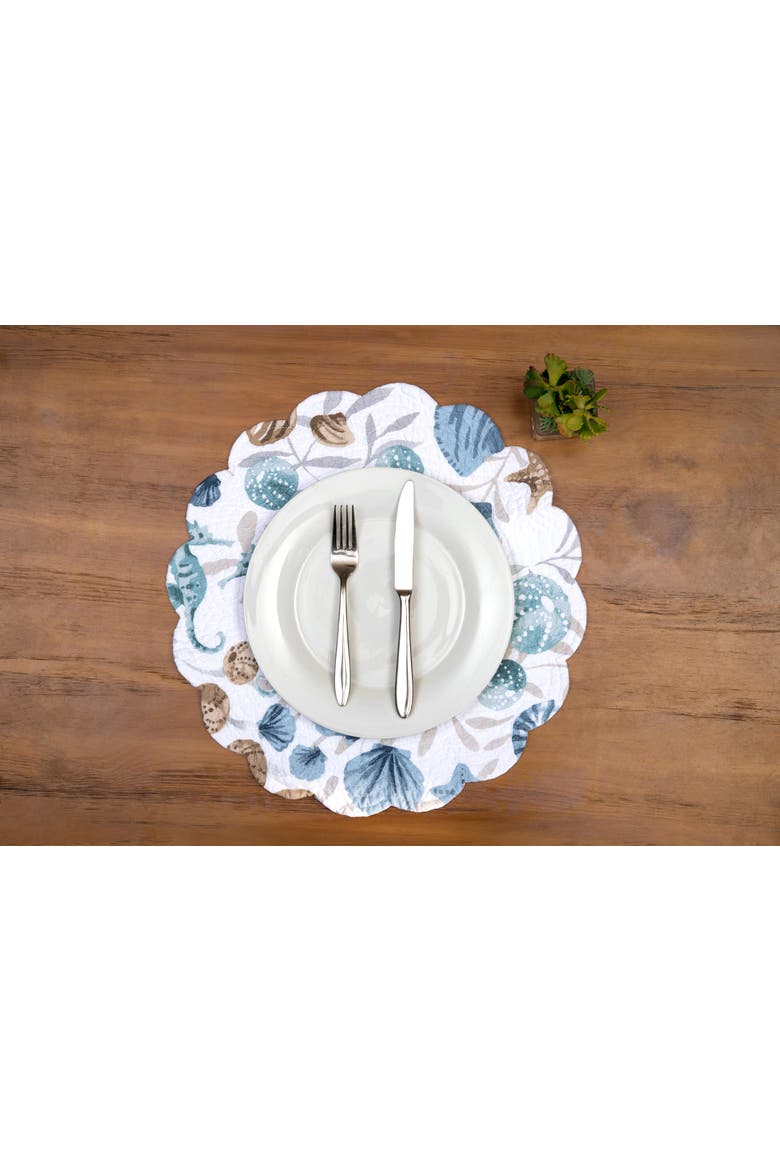 Coastal Shells Placemat Collection Sets of 6, Alternate, color, Blue
