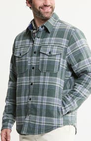 JACHS Quilted Lined Lyocell Blend Flannel Shirt Jacket