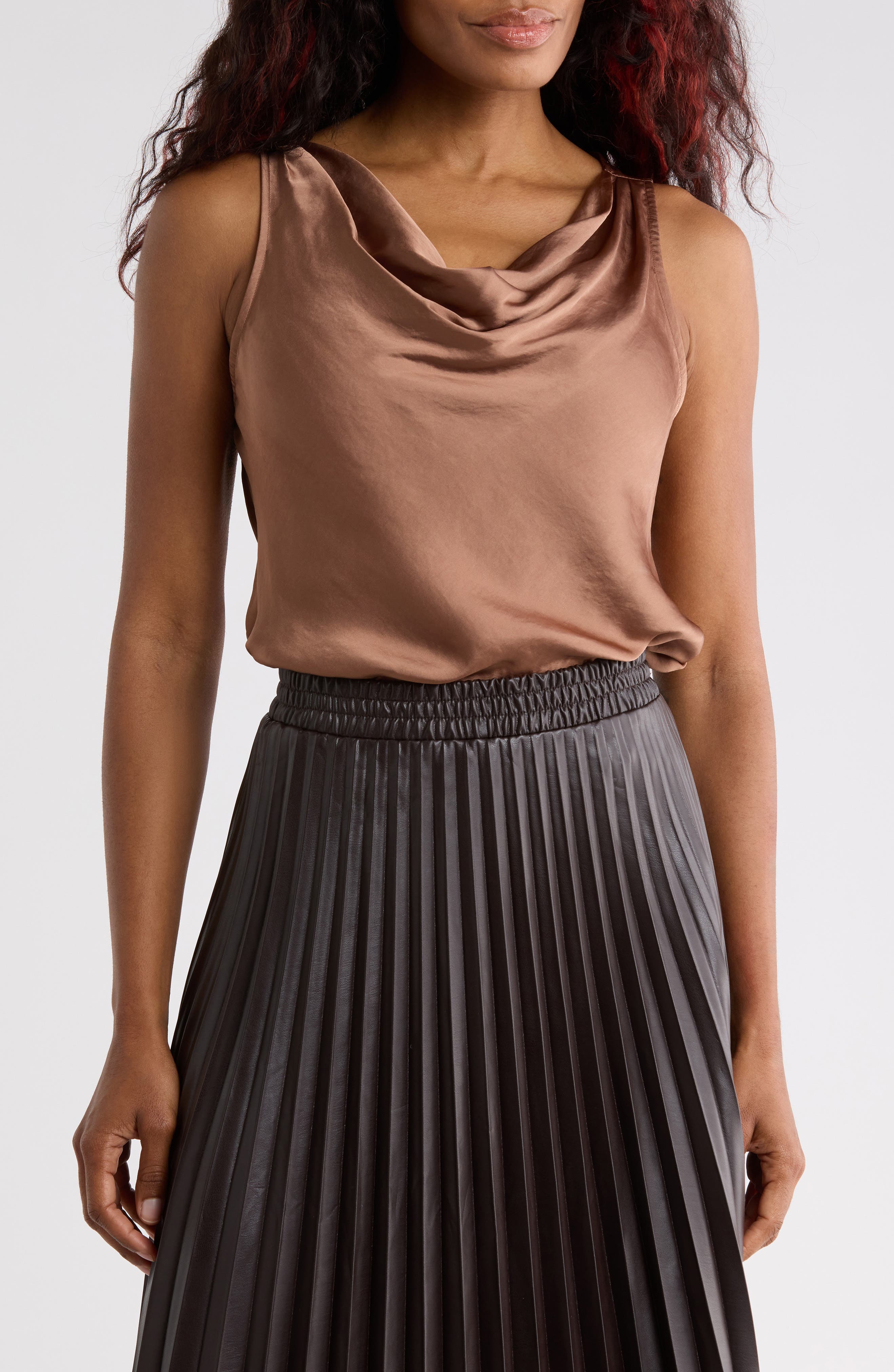 Cowl Drape Satin Top