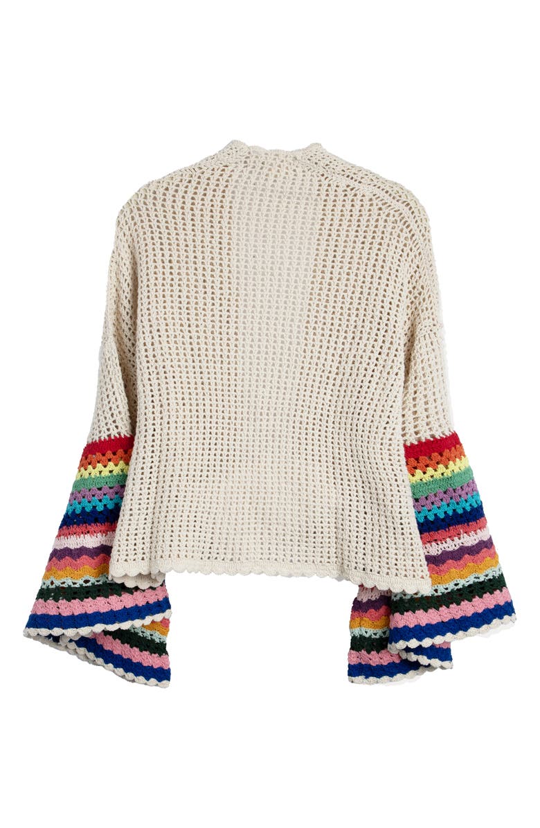 SAACHI Rainbow Sleeve Crochet Cardigan, Alternate, color, 