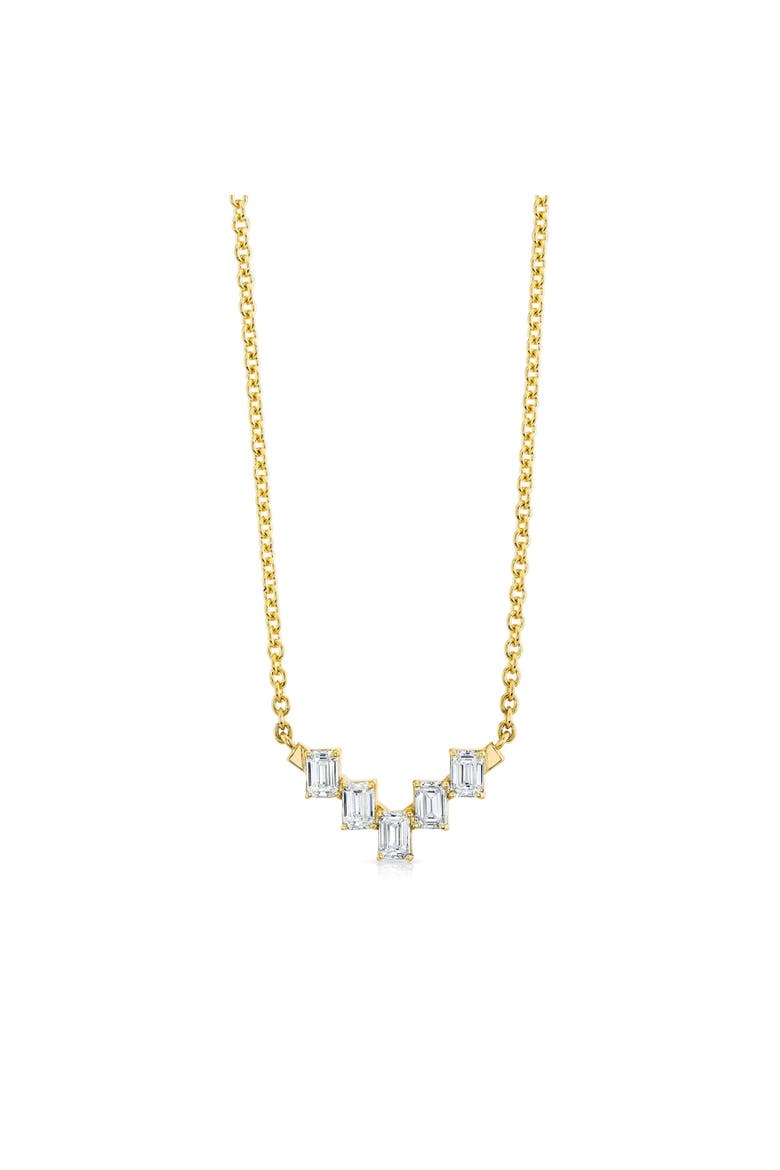 Mini Montage Emerald Cut Diamond Chevron Necklace, Alternate, color, 18K Yellow Gold