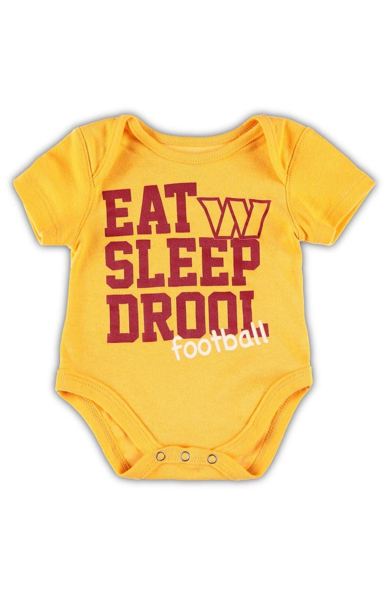 Outerstuff Newborn & Infant Burgundy/Gold/Heather Gray Washington Commanders Three-Piece Eat Sleep Drool Bodysuit Set, Alternate, color,